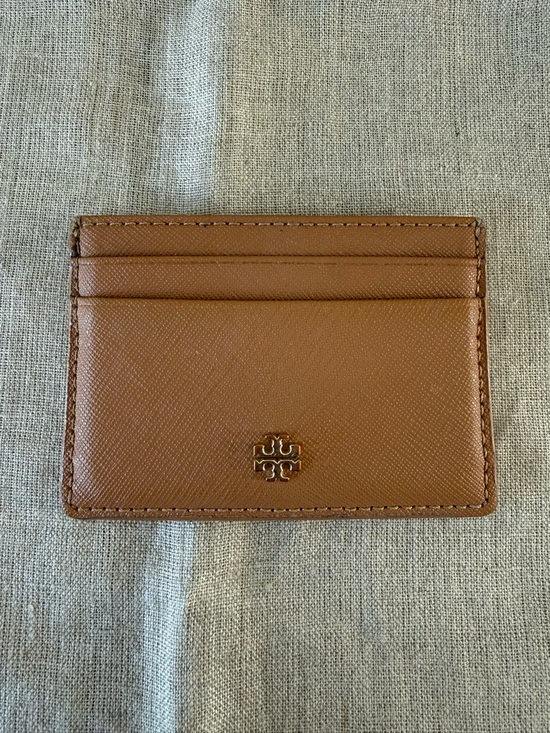 Tory Burch Accessories - Tory Burch Saddle Brown Saffiano Leather Card Case with Gold Logo